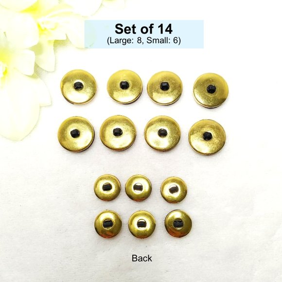 Set of 14 Round SPIRAL Navy Blue Resin Faux Gold Metal Round Buttons Blue Shank - Picture 2 of 12